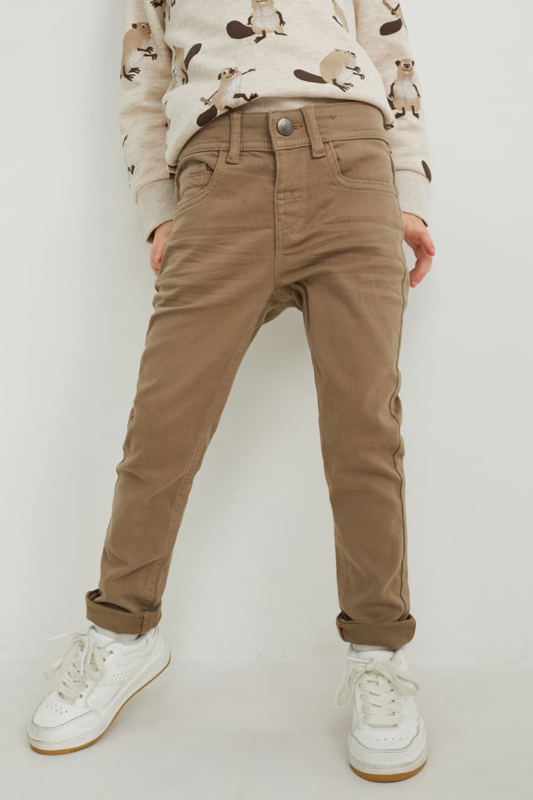 Beige C&A Skinny Fit Lycra® Boys' Trousers | UIJSR-1407