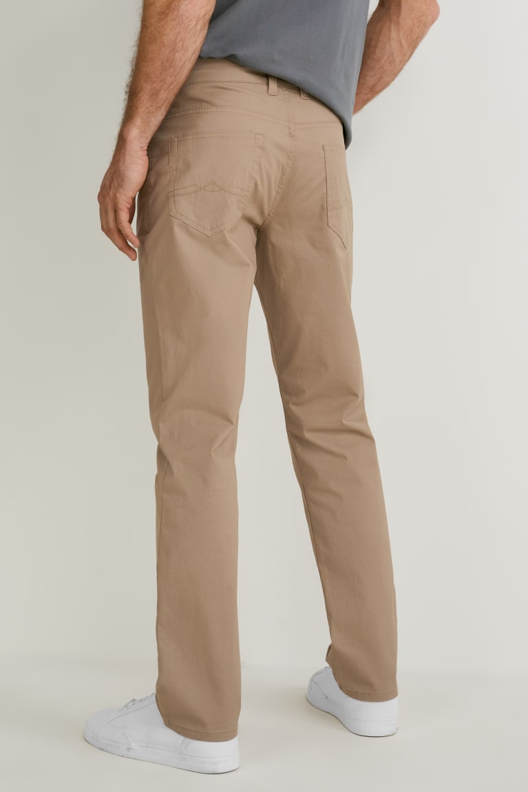 Beige C&A Straight Fit Organic Cotton Lycra® Men's Trousers | PMHQW-6841