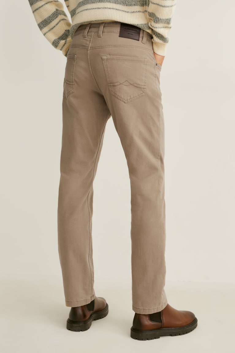 Beige C&A Thermal Regular Fit Lycra® Men's Trousers | PFMQD-2706