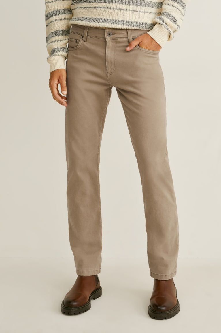 Beige C&A Thermal Regular Fit Lycra® Men's Trousers | PFMQD-2706