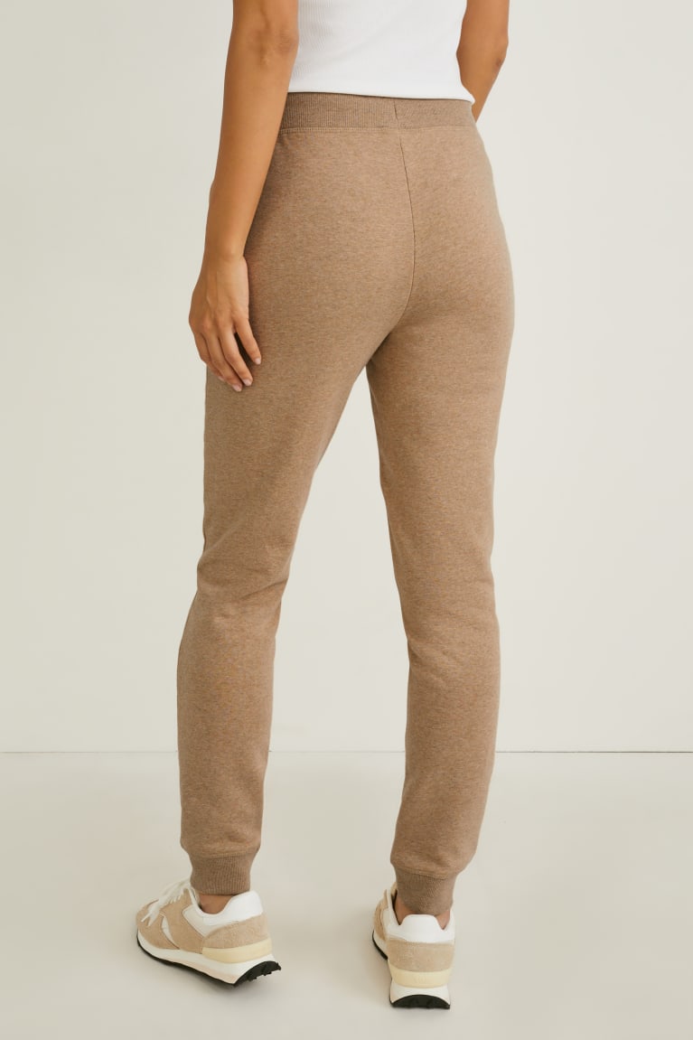 Beige Melange C&A Joggers Organic Cotton Women's Trousers | AGBVL-4251