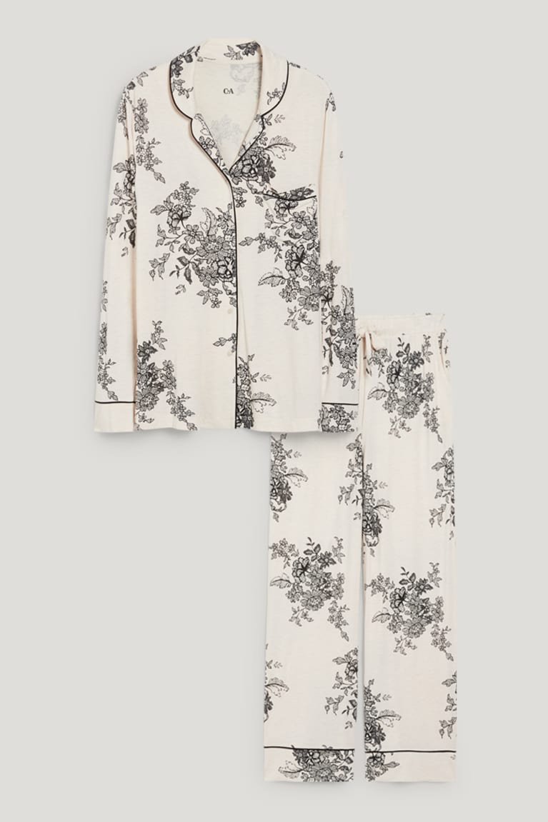 Beige Melange C&A Pyjamas Floral Women's Nightwear | OSUVK-2089