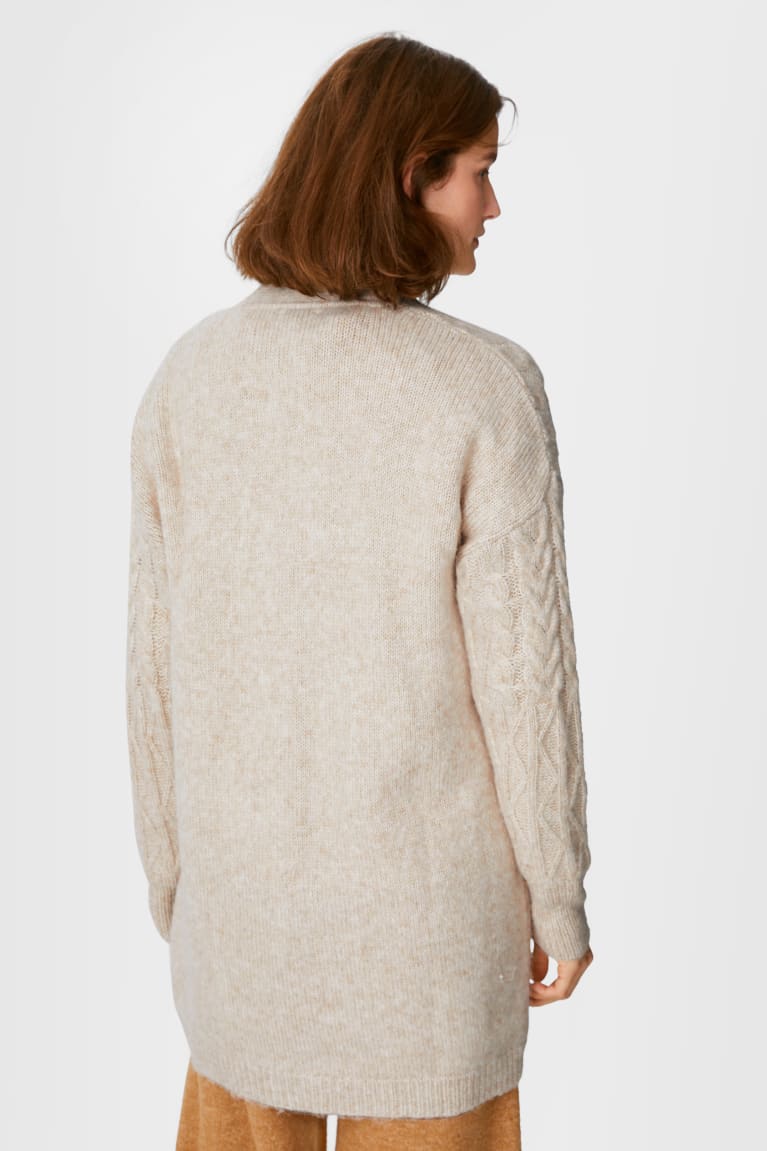 Beige Melange C&A Recycled Women's Cardigan | QFJOT-7241