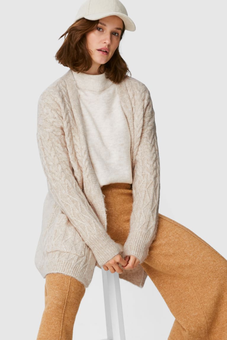 Beige Melange C&A Recycled Women's Cardigan | QFJOT-7241