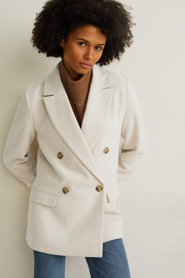 Beige Melange C&A Regular Fit Women's Blazers | QUWPZ-7684