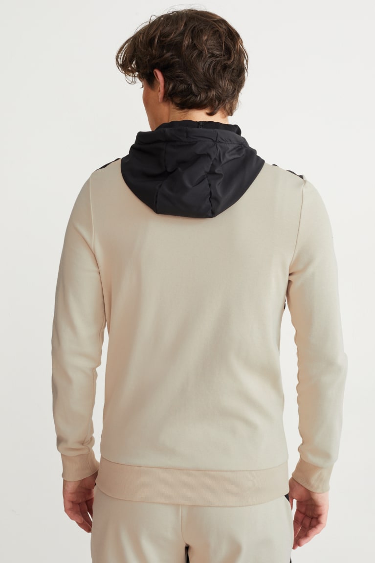 Black / Beige C&A Zip-through With Hood Men's Sweatshirts | OZNQF-3504