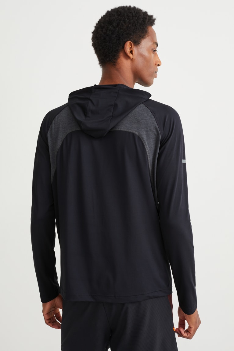 Black C&A Active Hooded Men's Top | CYMGA-0891