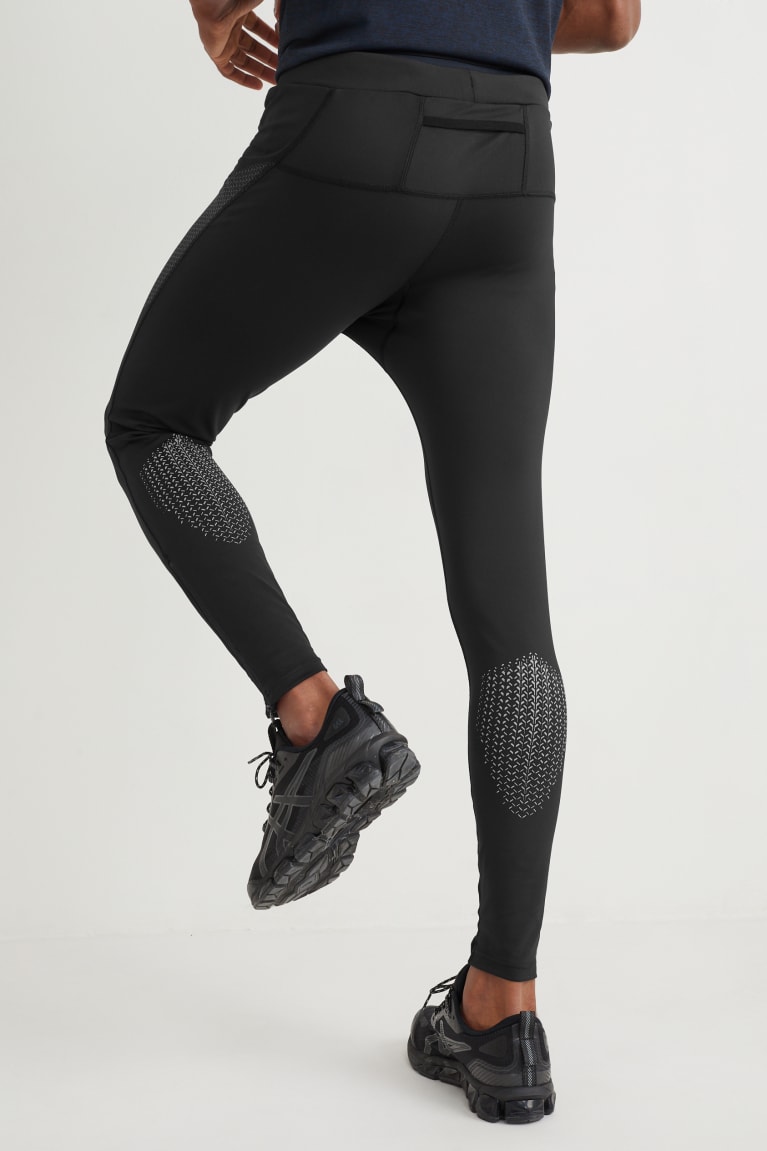 Black C&A Active Leggings Men's Trousers | WDBHS-4671