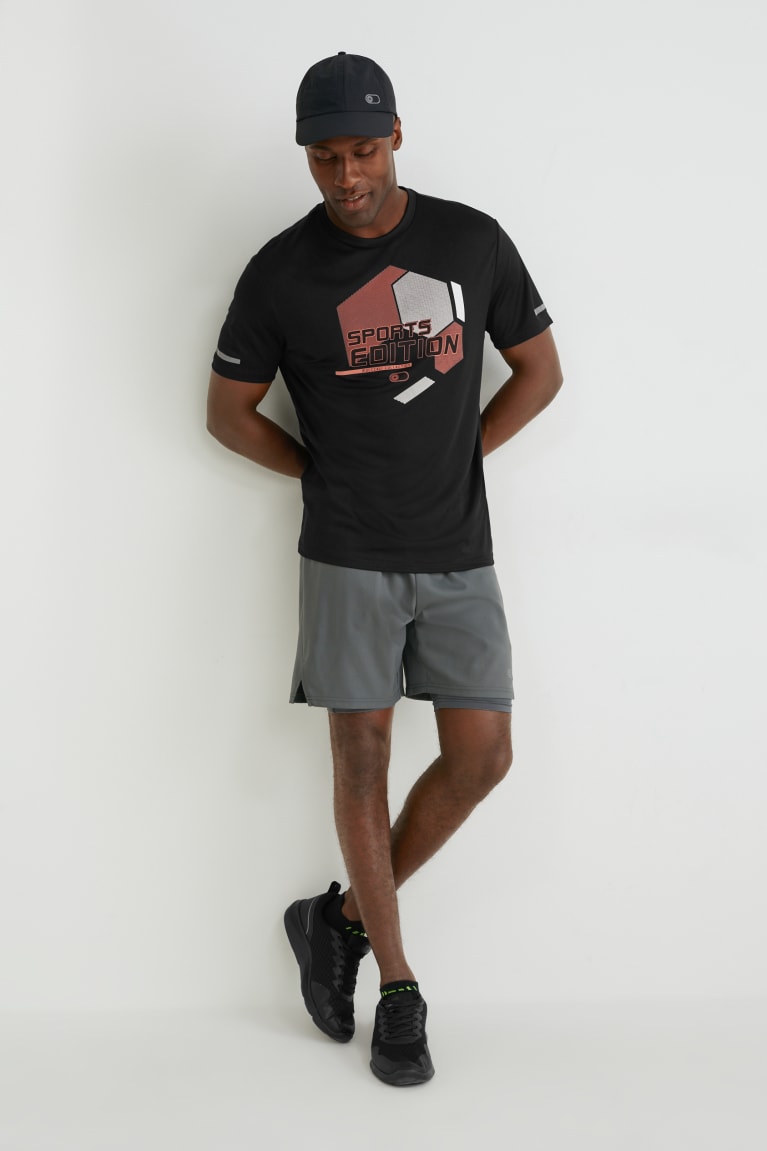 Black C&A Active Men's T-shirts | UJEYA-5947