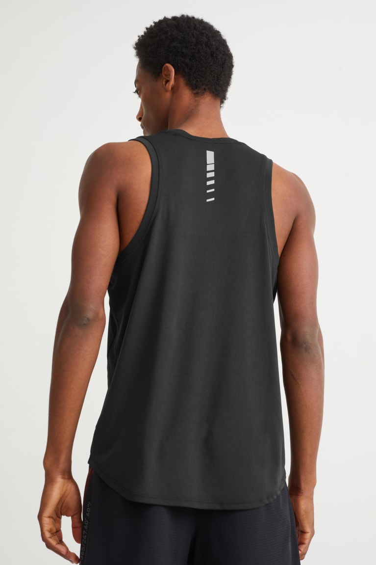 Black C&A Active Men's Top | WEGFL-5021