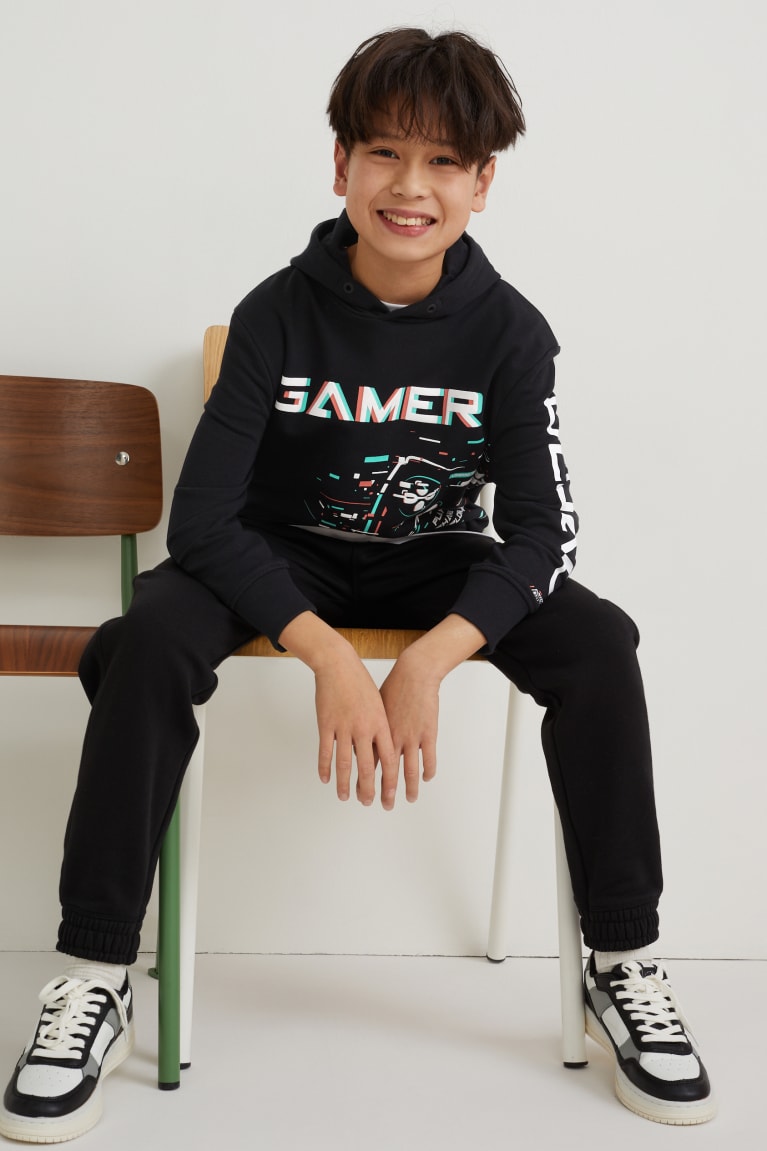 Black C&A Augmented Reality Motif Girls' Hoodie | JUEAS-6203