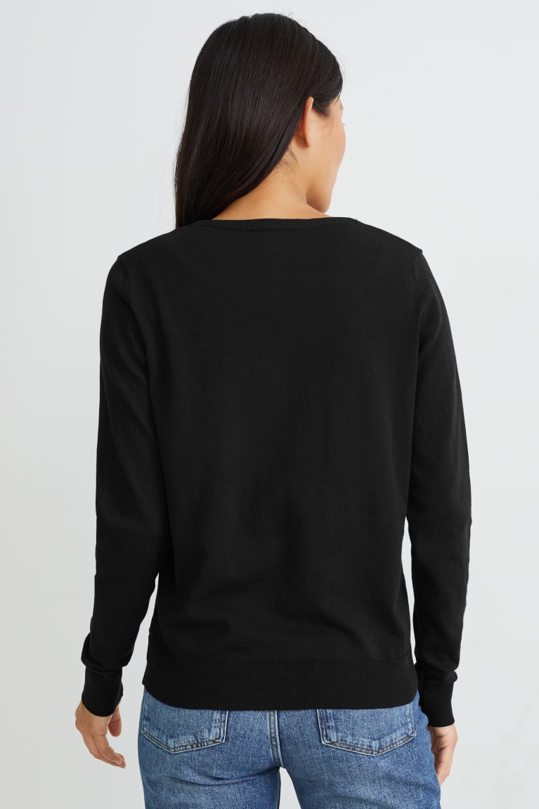 Black C&A Basic Women's Cardigan | MKRIB-4357