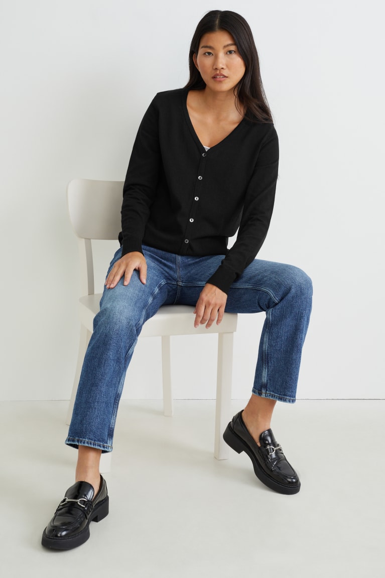 Black C&A Basic Women's Cardigan | MKRIB-4357