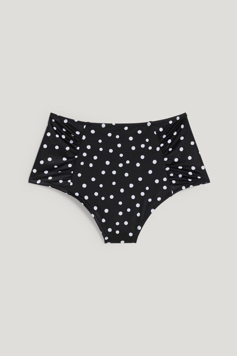 Black C&A Bikini Bottoms High-rise Lycra® Xtra Life™ Polka Dot Women's Swimwear | TDXIN-6049