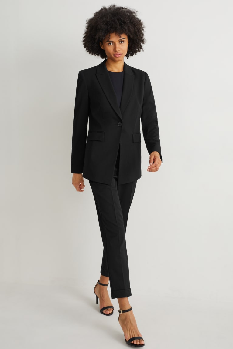 Black C&A Business Blazer- Regular Fit 4 Way Stretch Women's Blazers | AGRLT-6920