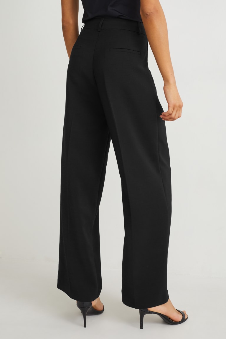 Black C&A Business High Waist Wide Leg Women's Trousers | TGBYQ-0761