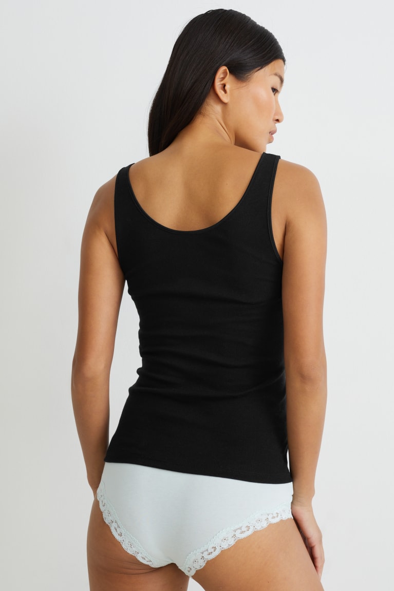 Black C&A Camisole Organic Cotton Women's Underwear | RZFBN-1209