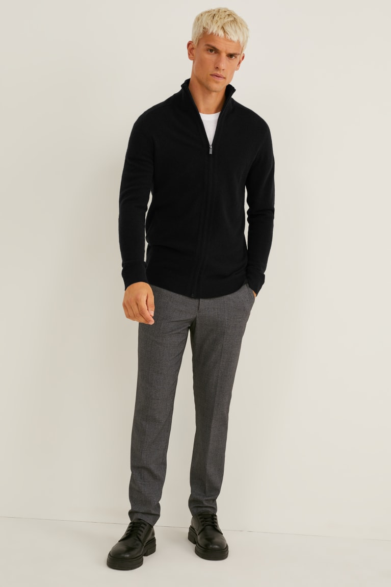 Black C&A Cashmere Men's Cardigan | FACIR-0891