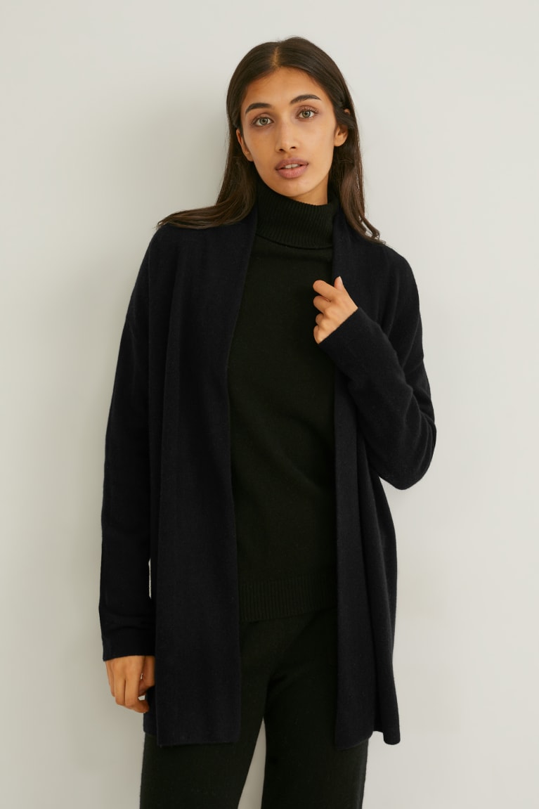 Black C&A Cashmere Women\'s Cardigan | NEHZV-3728