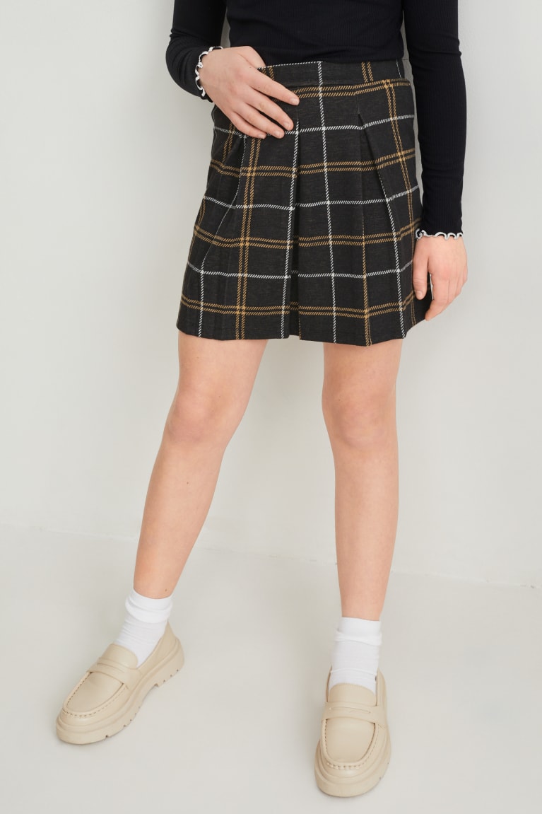 Black C&A Check Girls' Skirts | DUZLG-1602