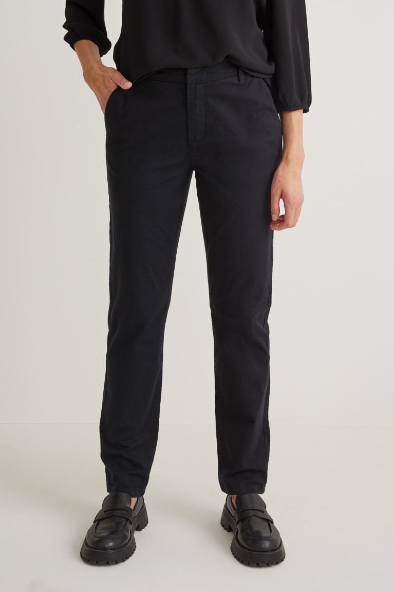 Black C&A Chinos Mid-rise Waist Women's Trousers | HNYER-0975