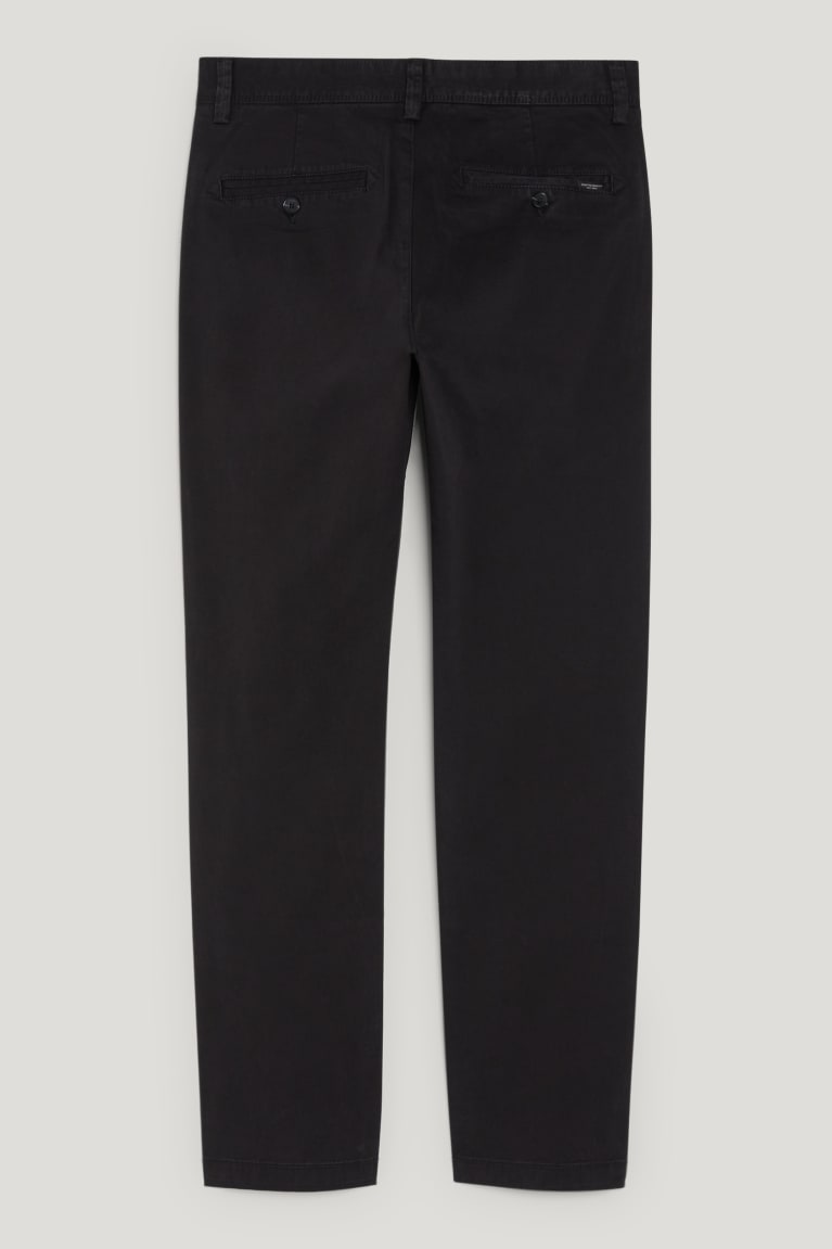 Black C&A Chinos Slim Fit Flex Lycra® Men's Trousers | OMPRZ-9750