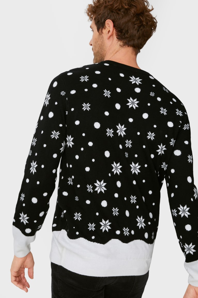 Black C&A Christmas Father Christmas Men's Jumper | RDELG-4097