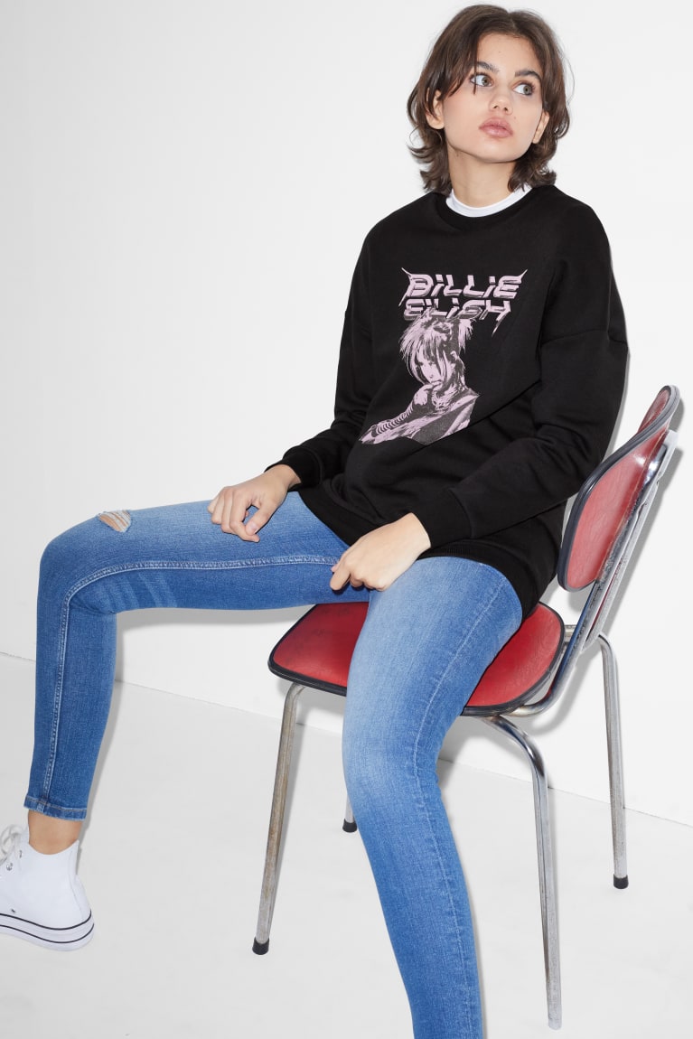 Black C&A Clockhouse Billy Eilish Women's Sweatshirts | KIHJA-7051