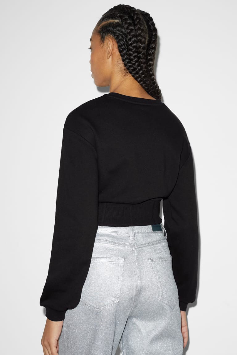 Black C&A Clockhouse Cropped Women's Sweatshirts | BZCQK-5378