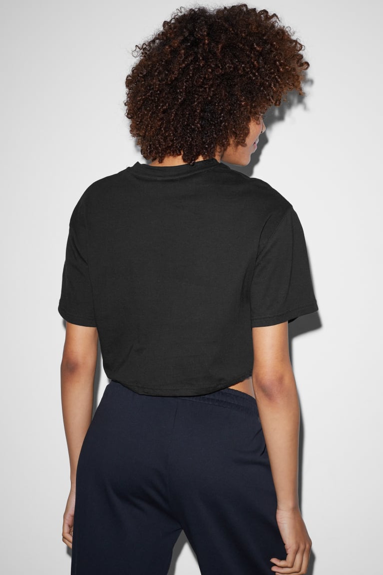 Black C&A Clockhouse Cropped Women's T-shirts | BYQEF-2341