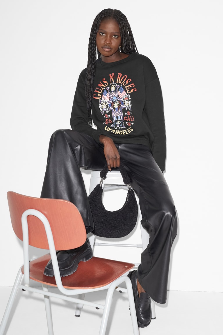 Black C&A Clockhouse Guns N’ Roses Women's Sweatshirts | OGZTK-4659