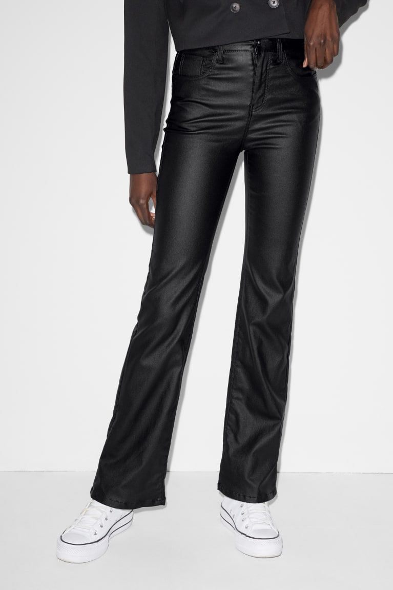 Black C&A Clockhouse High Waist Flared Women's Trousers | WNPBM-6051