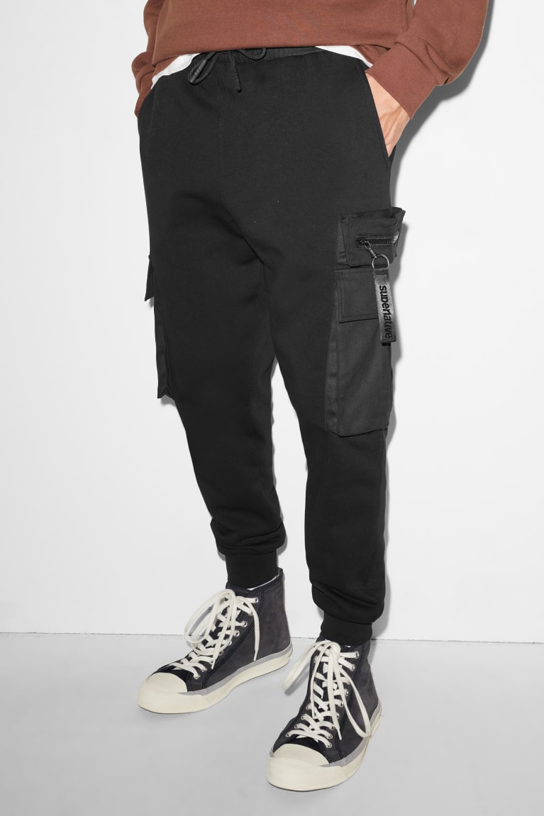 Black C&A Clockhouse Joggers Men's Trousers | HFUQS-1023