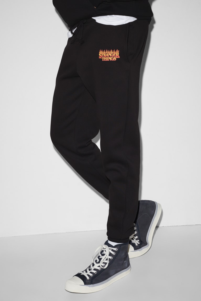 Black C&A Clockhouse Joggers Stranger Things Men's Trousers | VEGLP-7203