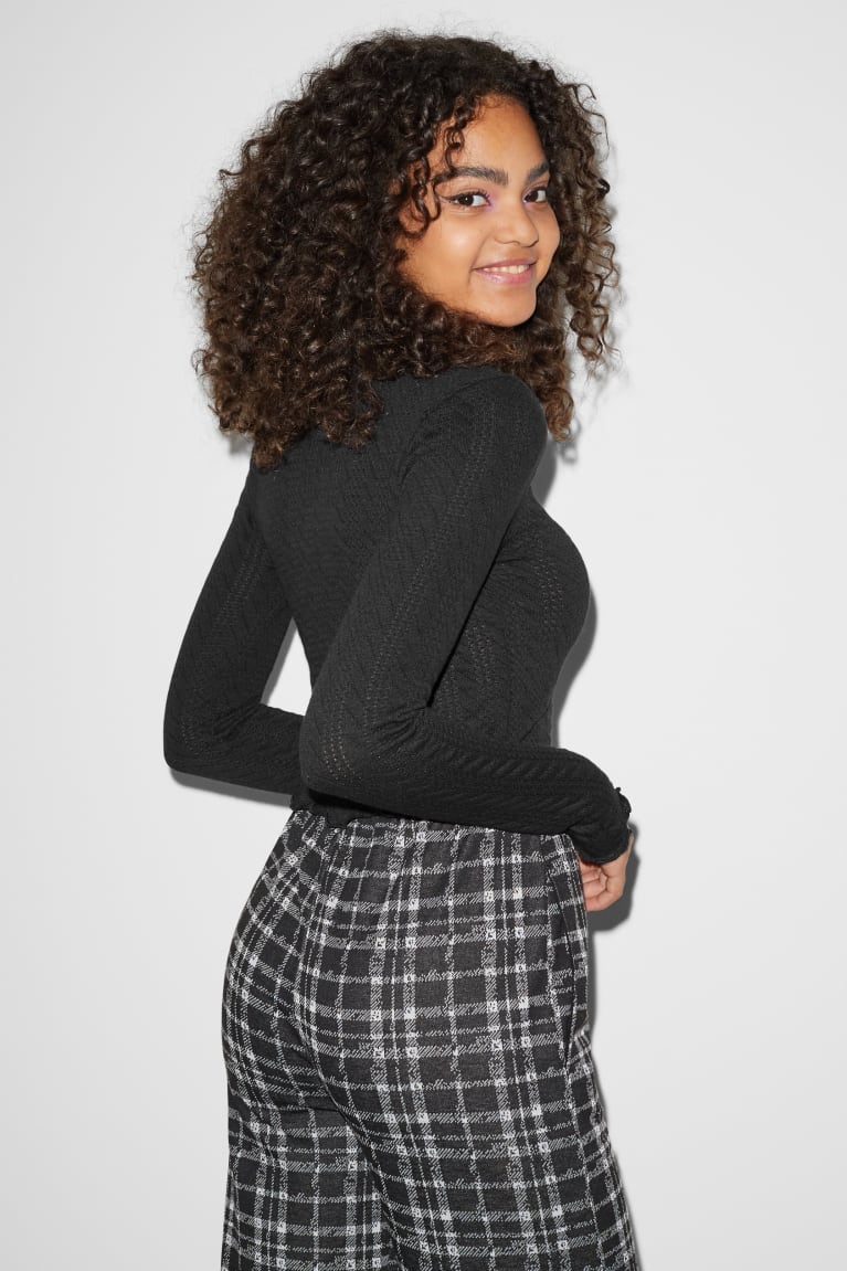 Black C&A Clockhouse Long Sleeve Women's Top | QBFZX-7948