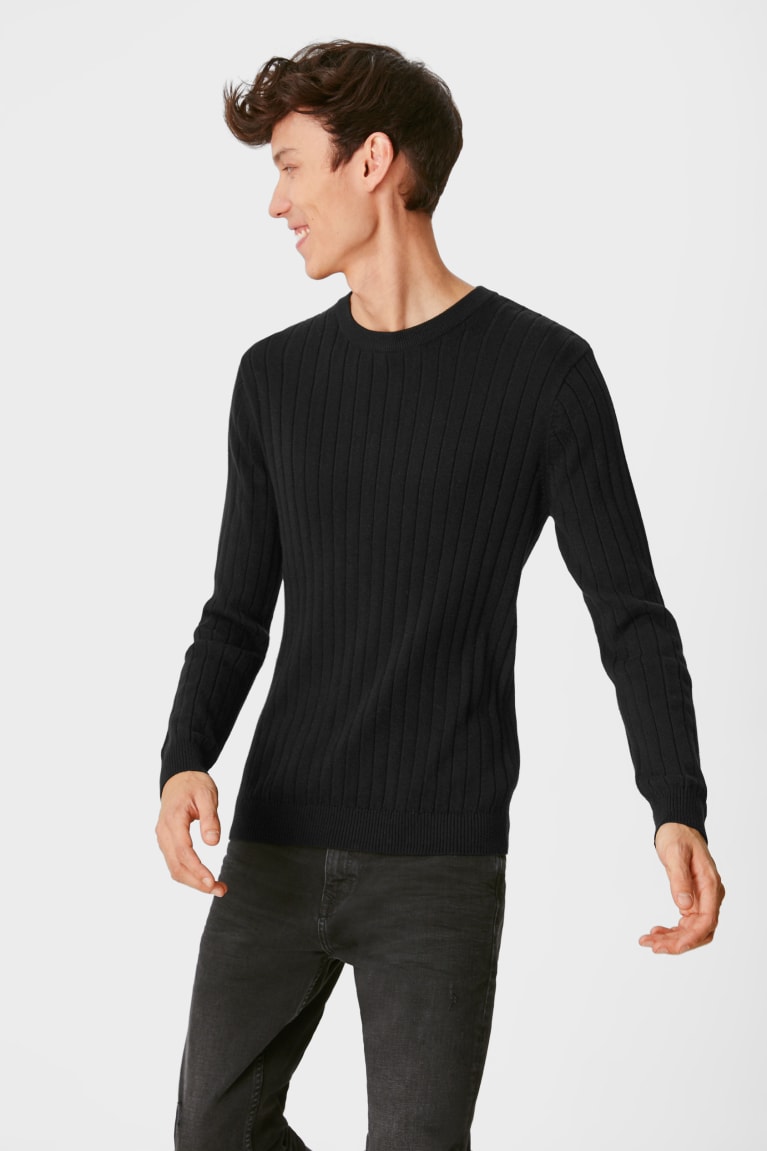 Black C&A Clockhouse Men\'s Jumper | LTHDB-7239