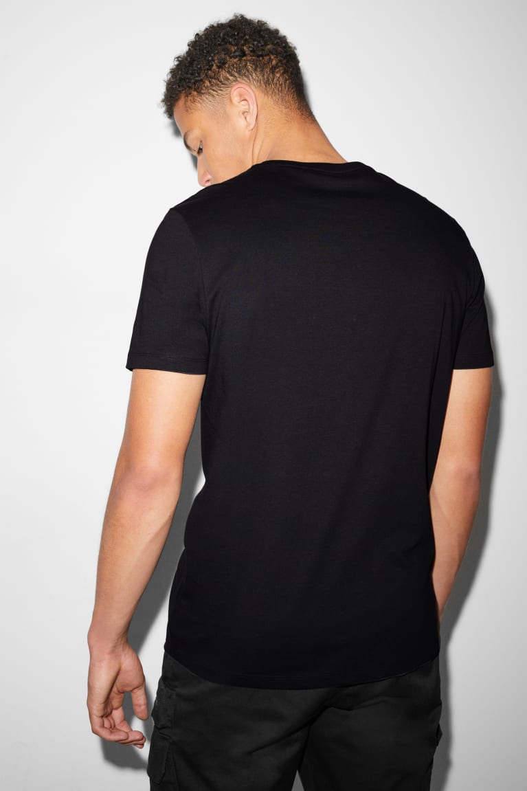 Black C&A Clockhouse Men's T-shirts | ZKAJT-1629