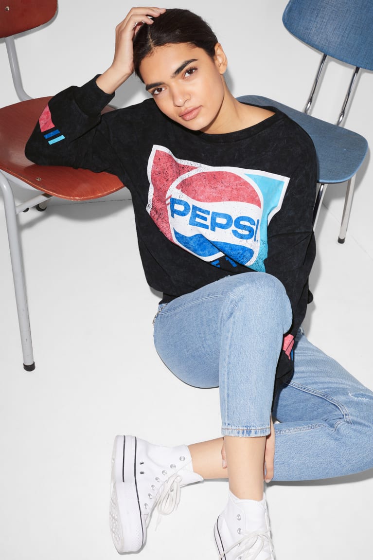 Black C&A Clockhouse Pepsi Women's Sweatshirts | WLFCD-5046