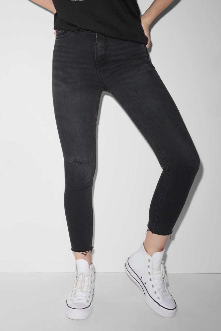 Black C&A Clockhouse Skinny Super High Waist Recycled Women's Jeans | QVGXM-1034