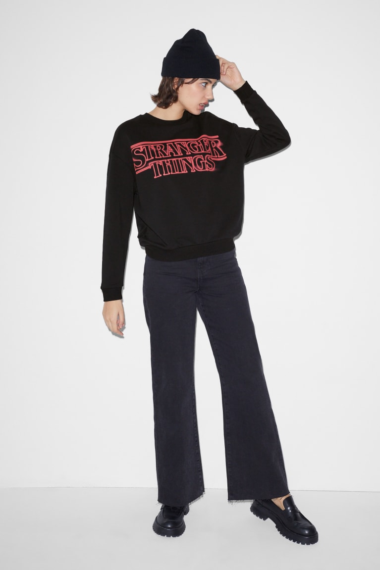 Black C&A Clockhouse Stranger Things Women's Sweatshirts | FDUNX-9264