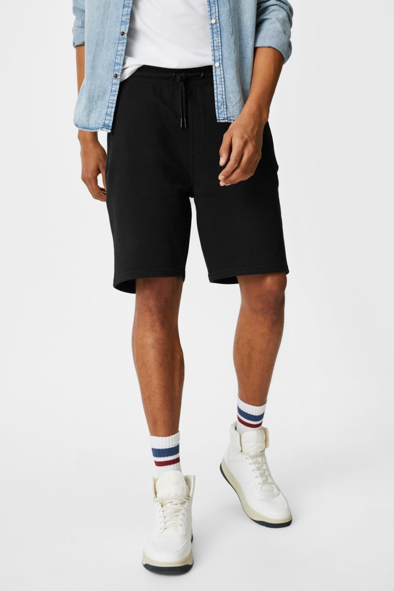 Black C&A Clockhouse Sweat Men's Shorts | EHMFN-5026