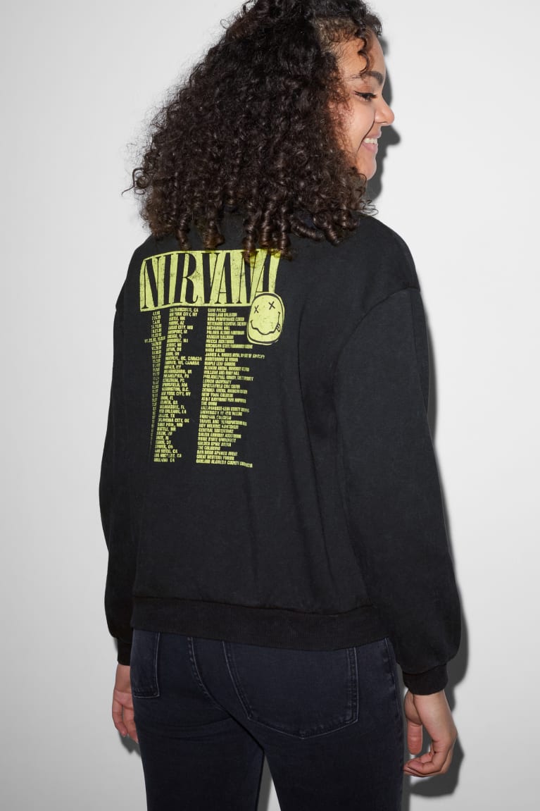 Black C&A Clockhouse With Recycled Cotton Nirvana Women's Sweatshirts | PYATD-6310