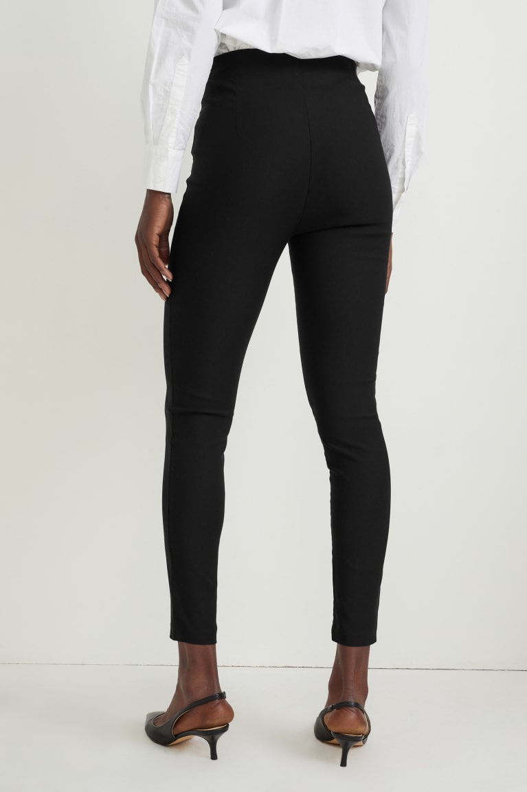 Black C&A Cloth High Waist Regular Fit With Lenzing™ Ecovero™ Women's Trousers | CEVHU-5491