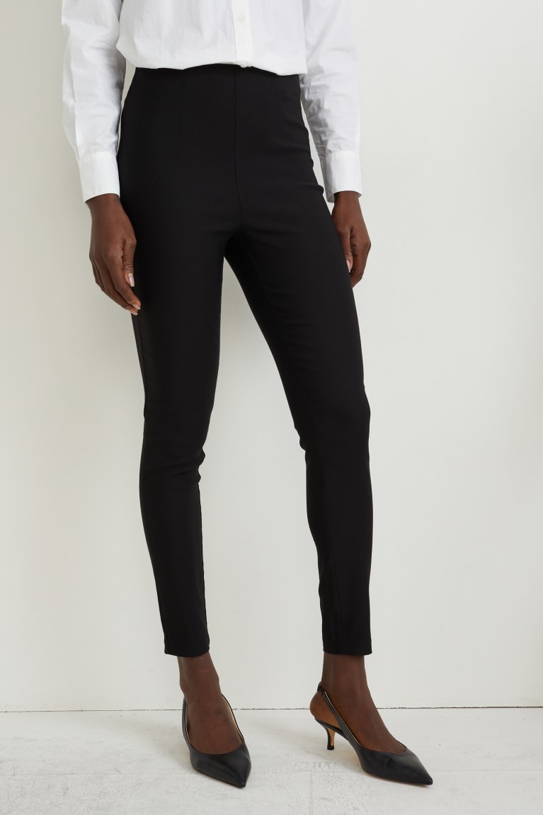 Black C&A Cloth High Waist Regular Fit With Lenzing™ Ecovero™ Women's Trousers | CEVHU-5491