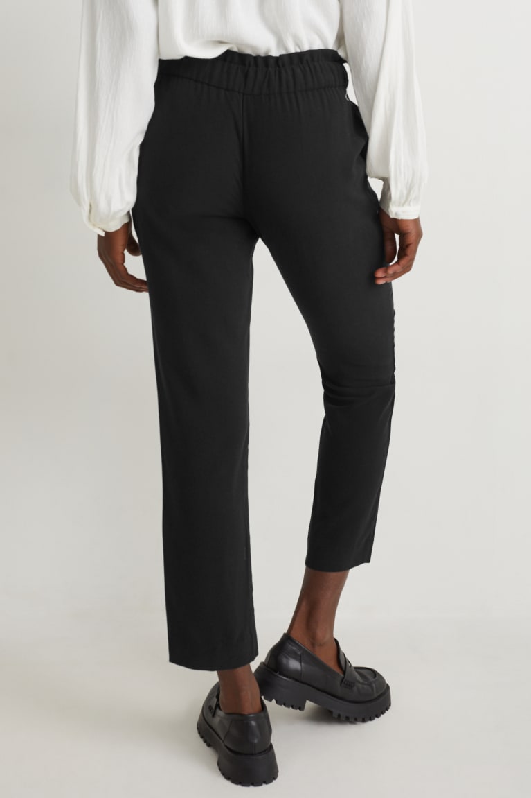 Black C&A Cloth High Waist Regular Fit With Lenzing™ Ecovero™ Women's Trousers | RMFEW-6905