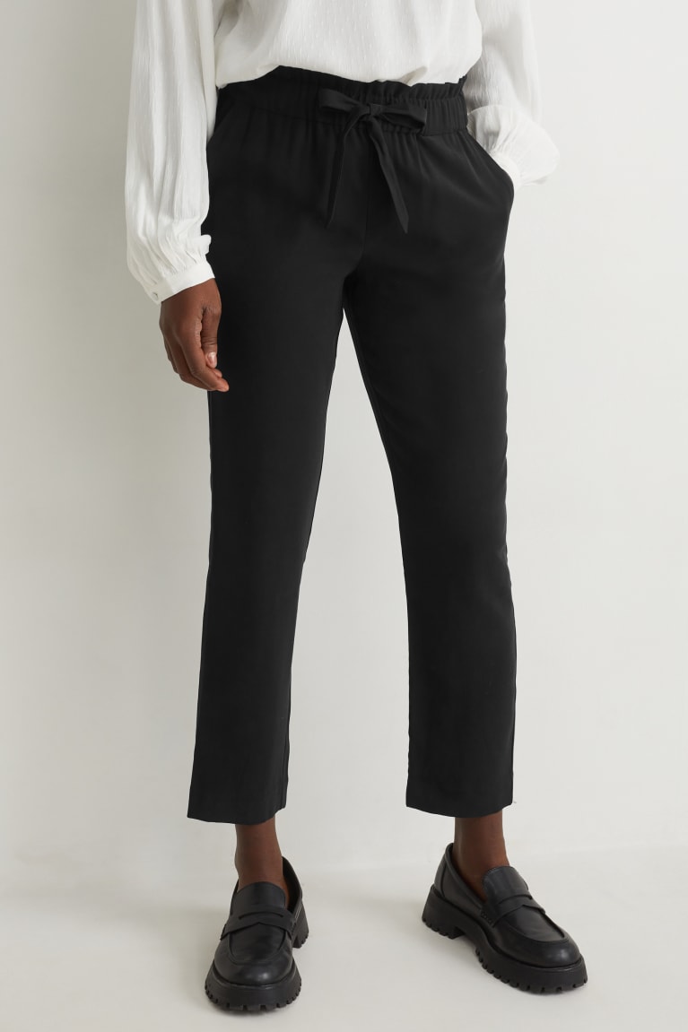 Black C&A Cloth High Waist Regular Fit With Lenzing™ Ecovero™ Women's Trousers | RMFEW-6905