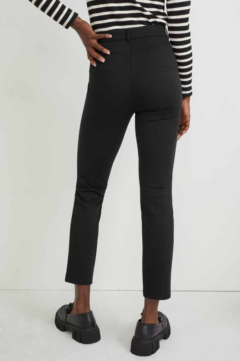 Black C&A Cloth High Waist Regular Fit With Lenzing™ Ecovero™ Women's Trousers | VSUGL-4723