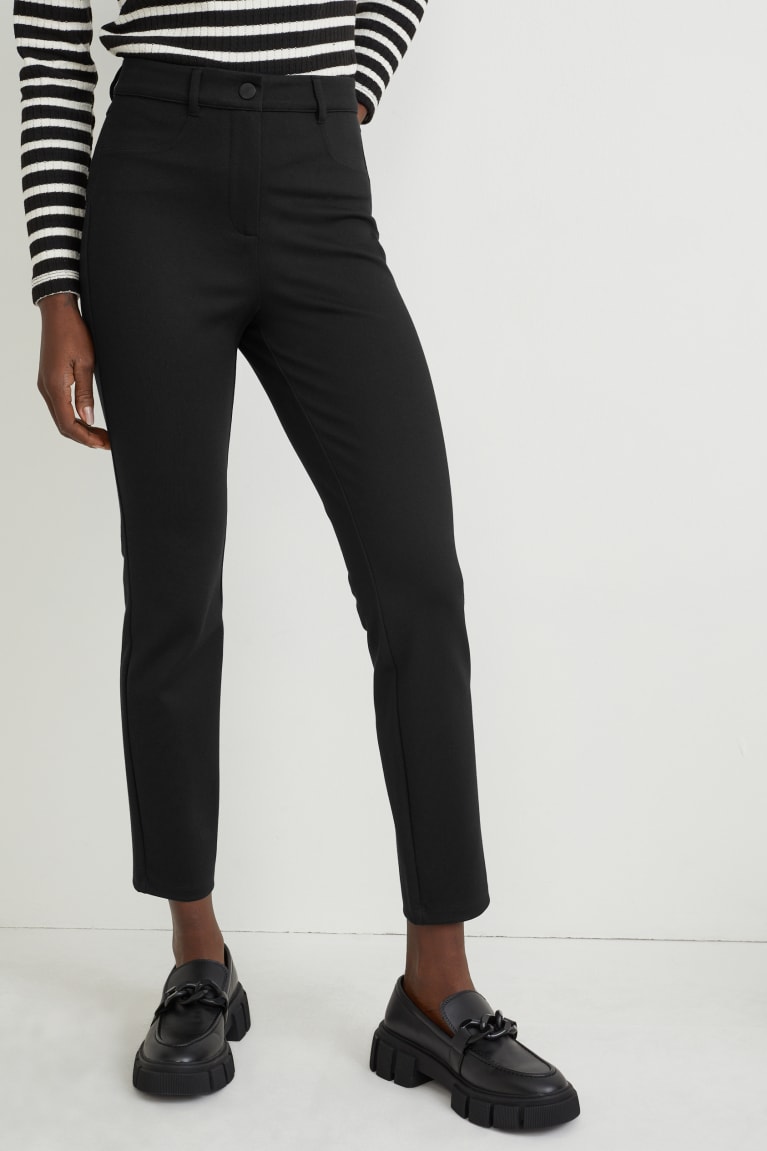 Black C&A Cloth High Waist Regular Fit With Lenzing™ Ecovero™ Women's Trousers | VSUGL-4723