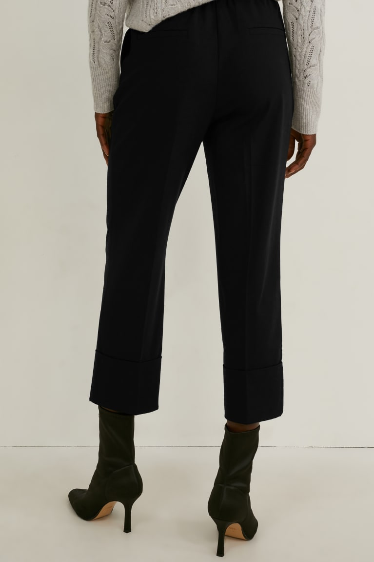 Black C&A Cloth High Waist Straight Fit Women's Trousers | EFKDS-3089