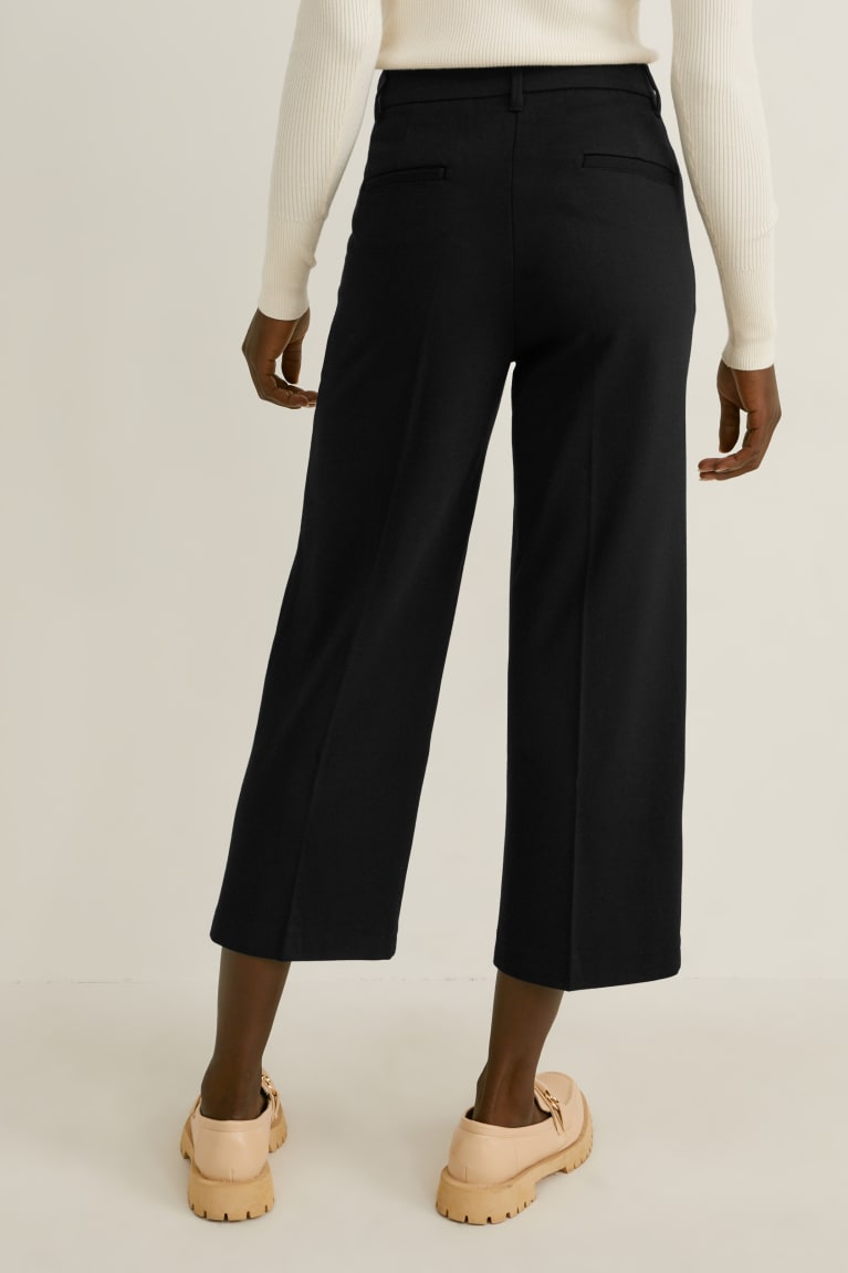 Black C&A Cloth High Waist Wide Leg Women's Trousers | RKJHZ-9583